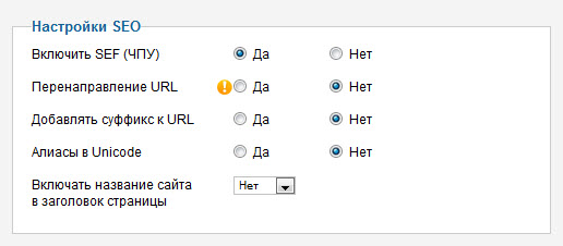 Справа находятся опции «Настройки SEO», где мы видим несколько пунктов